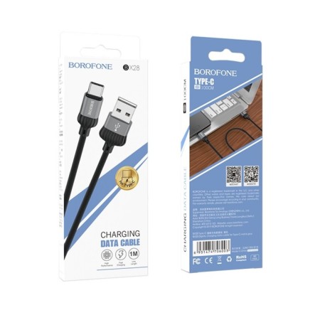 Borofone BX28 DIGNITY, USB - Type -C, 3A, 1 m, PVC, Black-3