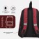 A backpack with a zipper, "saxi", an outer pocket, burgundy color