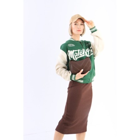 Baget bag with zipper, brown color-3