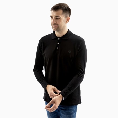 Male polo with long sleeve, black color, size 48-1