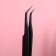 Pinzet for eyelash extensions, bent, 12 cm, black color