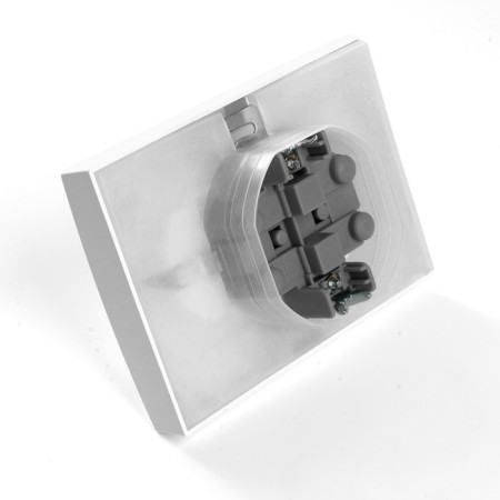 2-seater s/s outlet with a lid, Stekker series Erna, PST16-9015-01, White-4