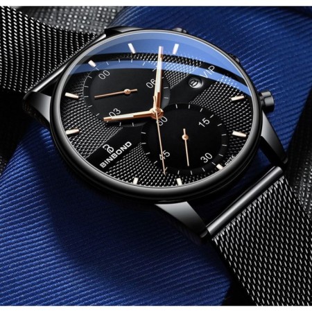 Men's wristwaters, with calendar, d-4.2 cm, strap L-26 cm, 3 atm, black-3