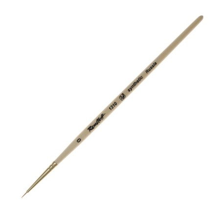 Synthetic brush, round, hard, shortened insert, rubloff series 1310 No. 0, a short handle is saturated with varnish, yellow clip-4