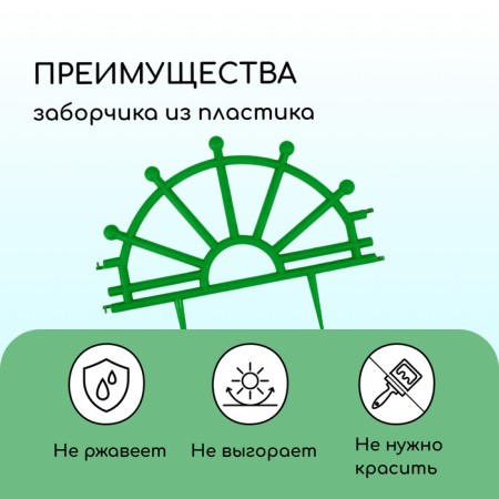 Decorative fence, 32 × 280 cm, 7 sections, plastic, green, "helm"-3