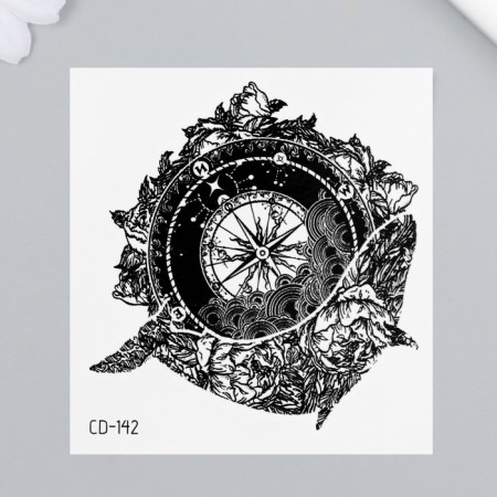 Tattoo on the body Black "Kit and Compass" 8x7.5 cm