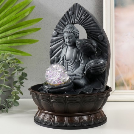 The desktop fountain from the network, backlight "Buddha in gray with jugs" 20x20x30 cm-2