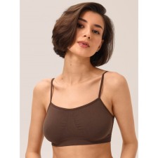 Female top on thin straps Top Spalla Stretta, size 48-50, dark brown color