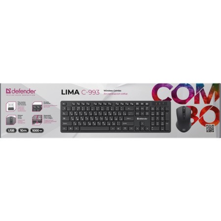 Keyboard set and Defender Lima C-993, wireless, membranes, 1000 dpi, USB, black-4