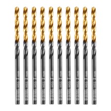 Сверло по металлу DENZEL 717204, HSS-Tin, Golden Tip, 10 штук, 3 мм