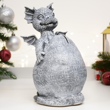 Piggy bank "Dragon" Gray stone, 12x17x22cm