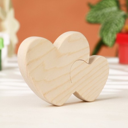 The workpiece for creativity "Two hearts", 8.8 x 6.2 x 1.2 cm, pine