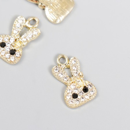 Decor for creativity metal, rhinestones "Muzzle Bunny" gold 2.1x1.5 cm