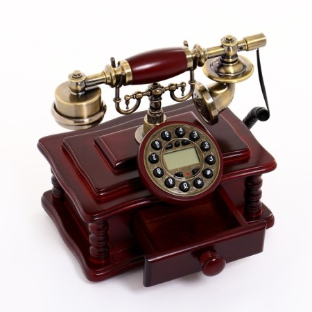 Retro telephone with a drawer, dark tree, 16x23x25 cm-2