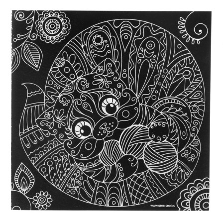 Engraving "cat" with a metallic effect "silver", 18.5 x 18.5 cm-1