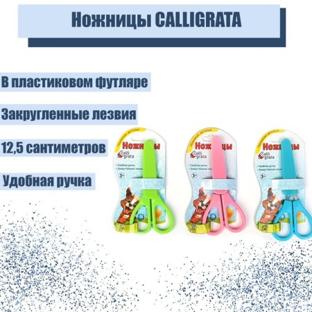 Scissors 12.5 cm, in a plastic case in a case, rounded ends, a mix