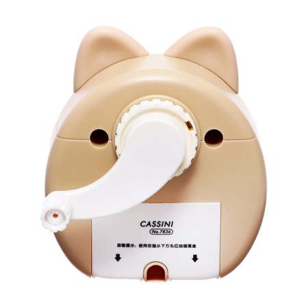 Mechanical sharpener with container, beige/white ears-5