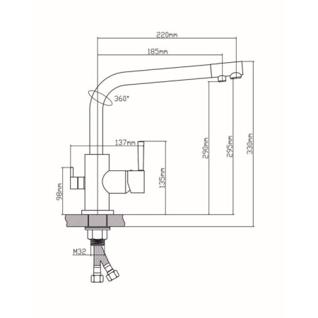 BouOU 91401 kitchen mixer, single -leaf, with switching a filter for drinking water, chrome-4