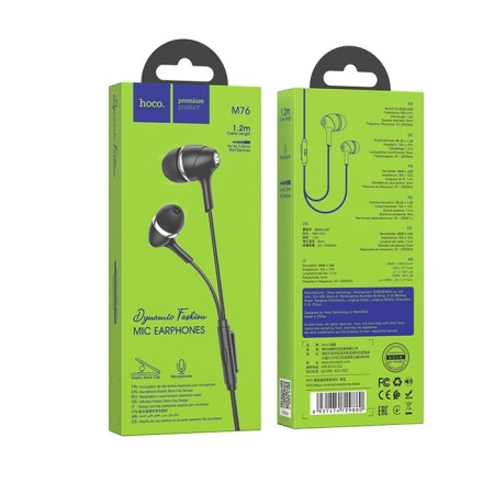 Hoco M76 headphones, wired, vacuum, microphone, jack 3.5 mm, 1.2 m, black-5