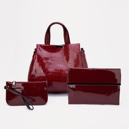 Set of bags with zipper, red color