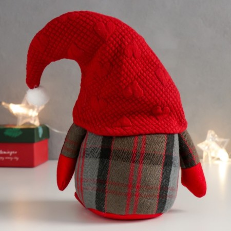 Interior doll "Grandfather Frost in a huge red cap" 22x15x10 cm-2
