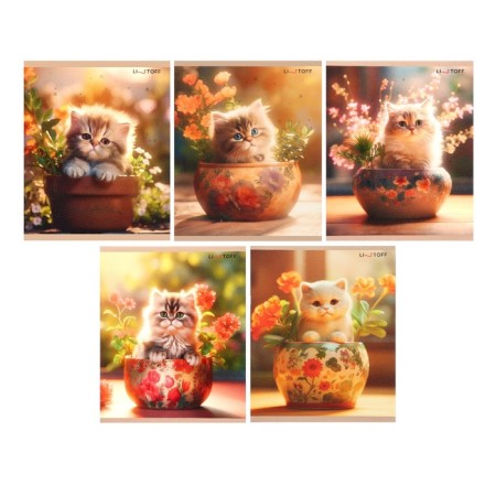 Notebook of 48 sheets in the cage "Fluffy and beautiful", covered cartoon, selective varnish with sparkles, block 60 g/m2, mix