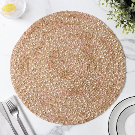 Serving napkin on the table "Serpentine", d = 38 cm, beige color-1