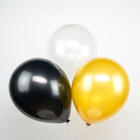 Shar Latex 12 ", pastel, set of 50 pcs., White, gold, black mix