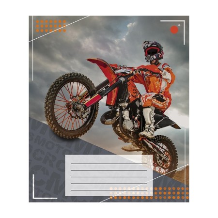 Notebook of 12 sheets in a motorcyclist cage, cover coated paper, VD-LK, OFSET block, MIX-3