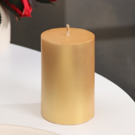 Candle-cylinder smooth, 5x7.5 cm, gold, 6 hours-1