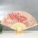 Fan bamboo, textile h = 23 cm "evening on the river" red, with a brush