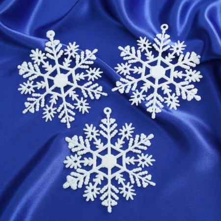 Christmas tree decoration "Snowflake" (set of 3 pcs) D-9 cm, white