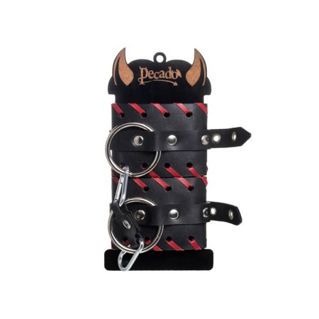 Handcuffs with red edging Pecado BDSM, skin, black-6
