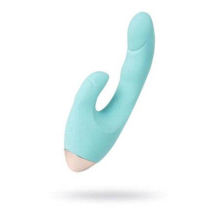 Vibrator with clitoral stimulant L’Eroina by Toyfa Crystal, silicone, blue color, 18.3 cm