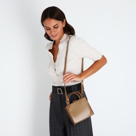 Bag Women's Tout with zipper, brown color-6