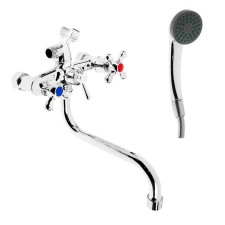 Bath mixer Zein Z0155, Kran-Box 1/2, shower watering can and hose, chrome