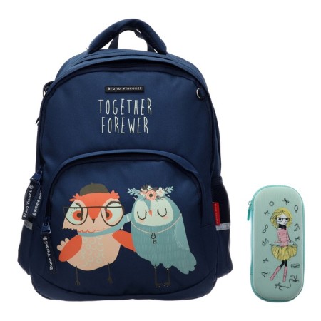 School backpack Bruno VisConti "Girlfriends", 40 x 30 x 19 cm, ergonomic back, pencil case as a gift