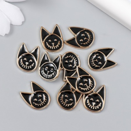 Decor for creativity plastic "Black cat" gold 0.3x1.4x1.8 cm-2