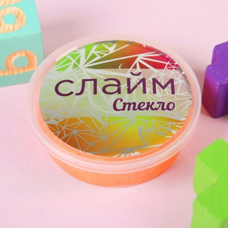 Slime "Glass" with iridescent neon spikes, orange 100 g-2
