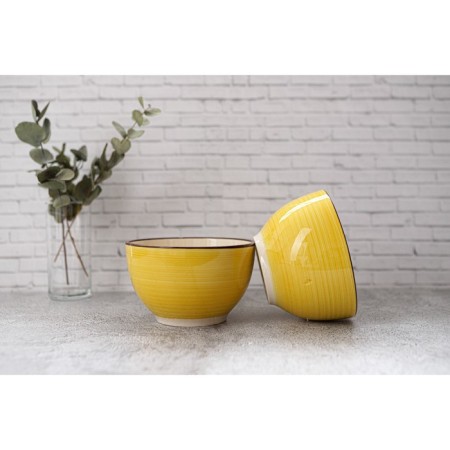 Basilly Ceramic Dolyana "Sea World", 800 ml, d = 14 cm, yellow color-7