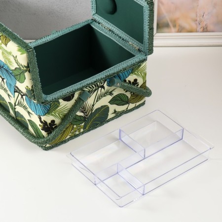 Casket for needlework "Tropical leaves on green" 19x26x14.5 cm-4