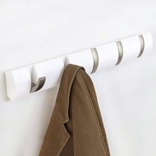 Horizontal Flip wall hanger, 5 hooks, white