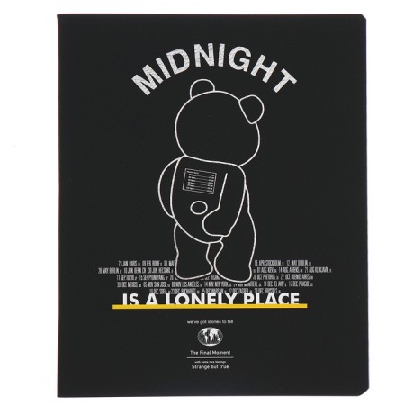 Notebook of 48 sheets in the cage "Bear", cover coated cardboard, softTouch, texture, foil embossing, mix-3