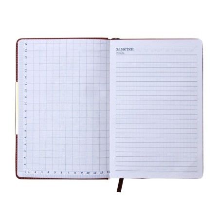 The diary is low, the PVC, A5 cover, 140 sheets in a cage, with a handle, in a gift box, mix-7