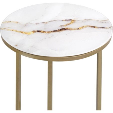 Iberis Round, Metal, White/Gold 40x40x56 cm coffee table-1