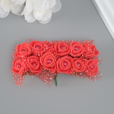 Decorative rose with pearls for creativity, col. red