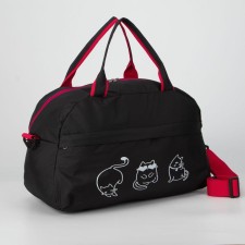 Sports bag with lightning, external pocket, long belt, black/red color