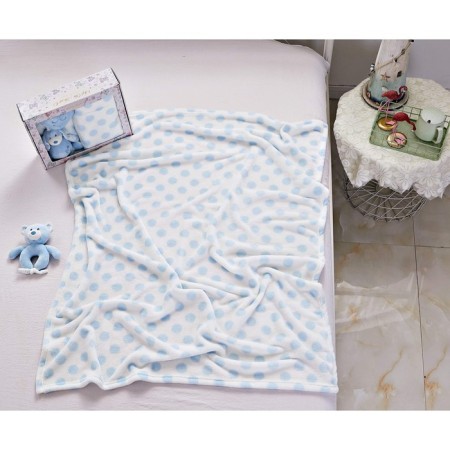 Baby plaid with a toy, size 90x120 cm, blue color-1