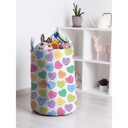 Basket for toys "Rainbow hearts, size 35x50 cm