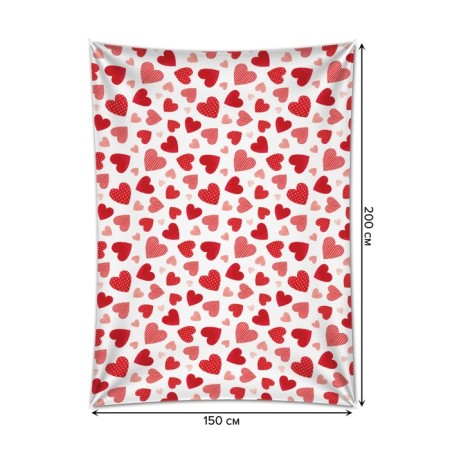 Decorative panel with photo printing "hearts", vertical, size 150x200 cm-1